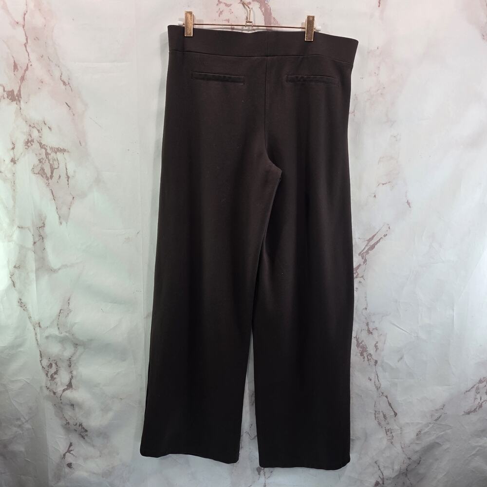 Quince Pants Womens Large X 29 Brown High Rise Ponte Wide Leg Ultra Stretch